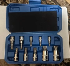 10pc XZN 12 Point Triple Square Spline Bit Socket Set Tamper Proof 4MM - 18MM