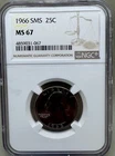1966 SMS Washington Quarter NGC MS67 Special Mint Set Clad 25C