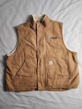 Carhartt FR Sherpa Lined Canvas Vest Mens Size 2XL Brown Western 101029-211 EUC