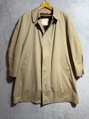 London Fog Khaki Trench Coat Mens 44R With Fur Liner Removable