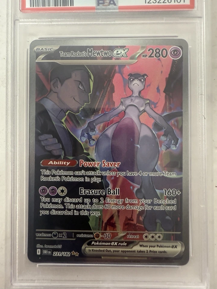 Team Rockets Mewtwo Ex 2025 Pokemon DRI EN Special Illustration Rare 231 PSA 9 - Image 4 of 4