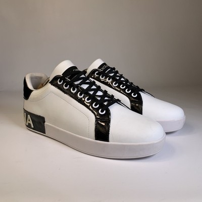 Dolce & Gabbana Portofino Sneakers White Black Leather Logo Shoes EU 41-42 US 8