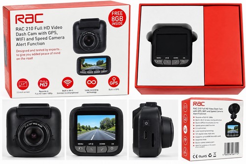 RAC 210 Full HD 1080p Dash Cam GPS WiFi Speed Camera Alerts Boxed Untested