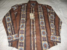 Wrangler Checotah Aztec Men's Western Pearl Snap Long Sleeve Shirt Small New Tag