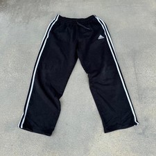 Adidas Mens Essentials 3-Stripe Fleece Sweatpants Black White Medium