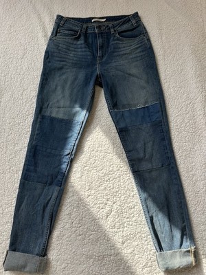 Levi s 721 Vintage High Rise Skinny Jeans Women s S30 Patchwork Distressed Denim