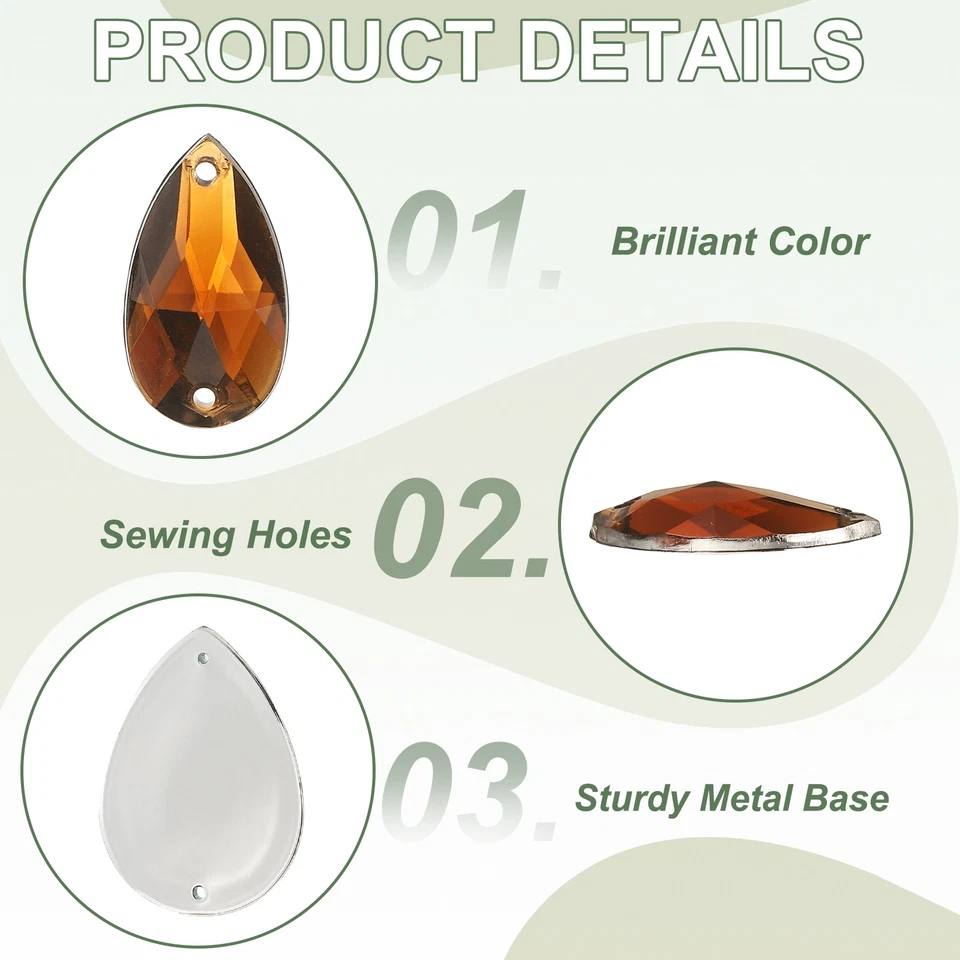 200Pcs Sew on Rhinestones Flatback Crystal Acrylic Gems Mixed Shape, Amber - Изображение 3 из 4