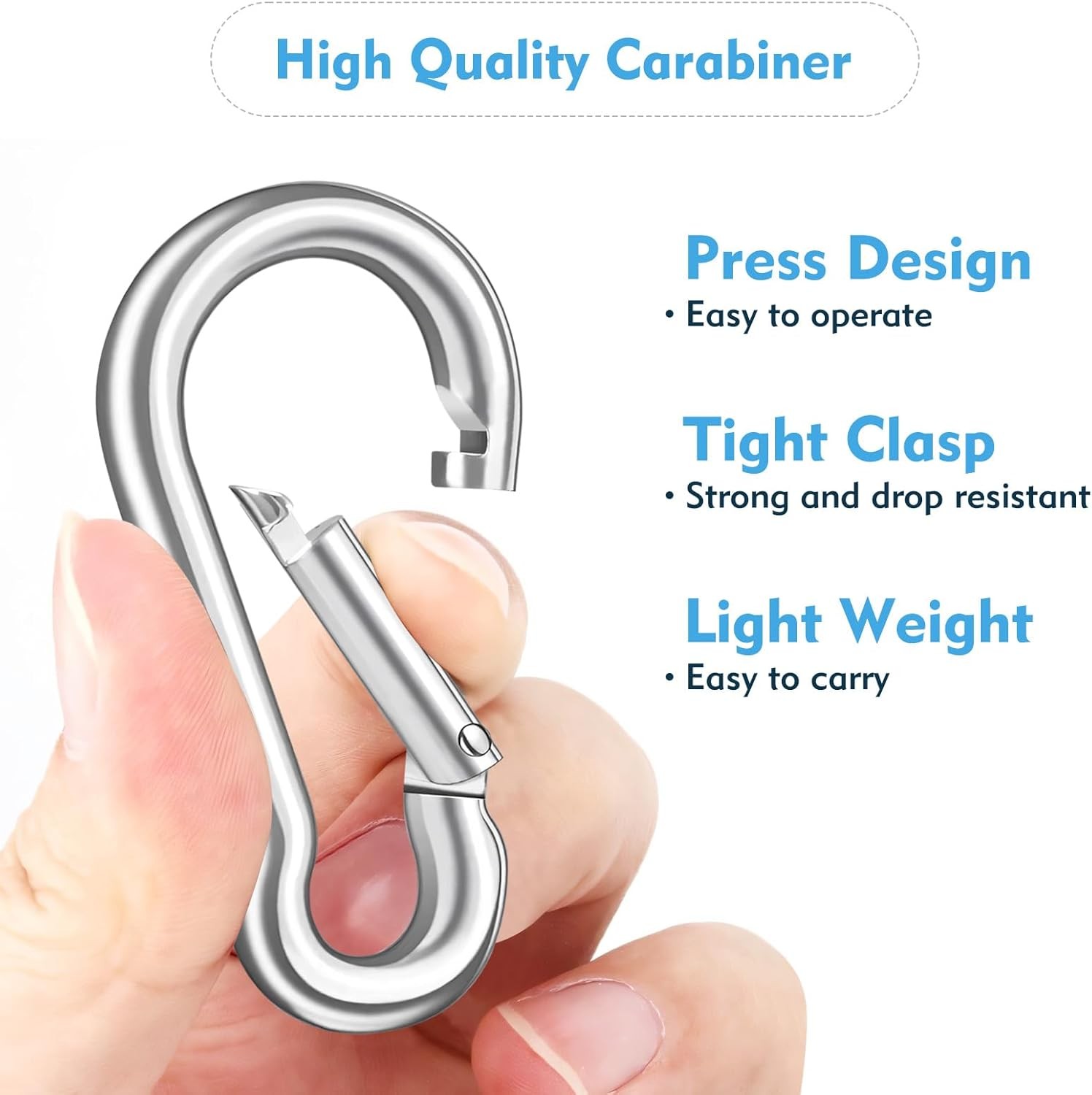 Stainless Steel 20 Pcs Small Carabiner Clips, 1.7 Inch Spring-Snap silvery 
