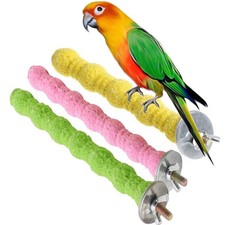 3PCS Bird Perch Parrot Stand Cage Accessories Natural Wooden Stick Paw Grindi...