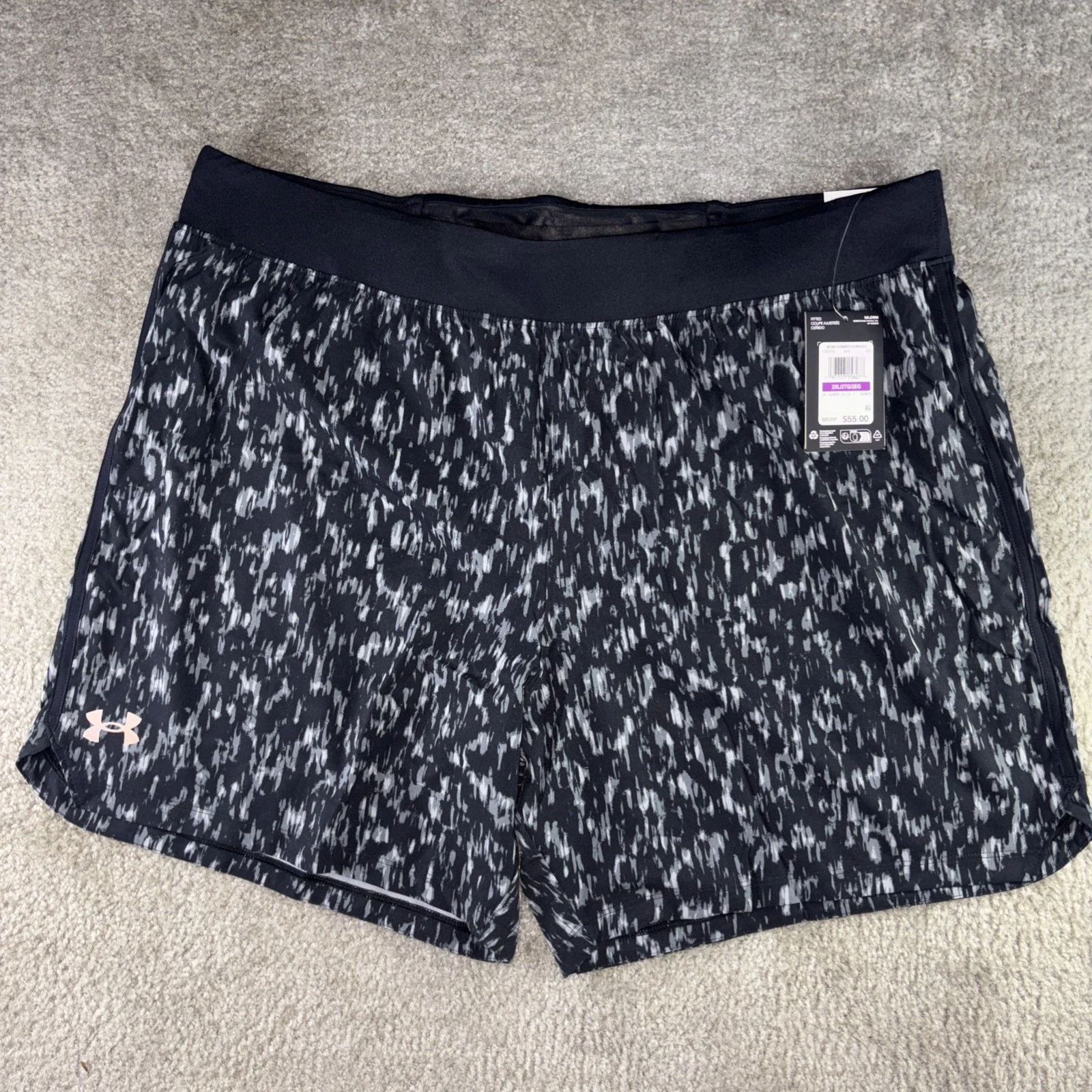 Under Armour UA Launch Elite 5” Running Print Shorts Mens XXL 1383267 Black $55