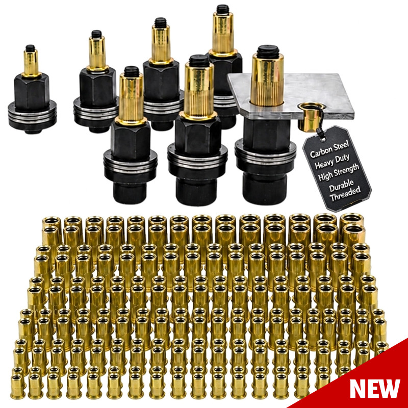77PCS Carbon Steel Manual Rivet Nut Tool Set M3-M12, 7 Mandrels & 70 Rivet Nuts