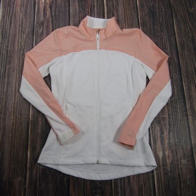 Adidas Jacket Womens S White Pink Track Jacket Full Zip Colorblock Stretch