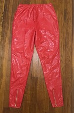 SHEIN Faux Leather Red Pants With Gold Zipper NWT M
