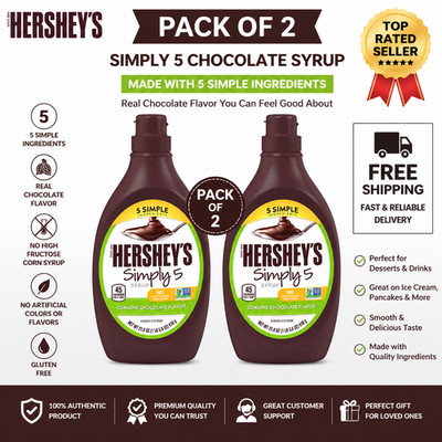 Hershey's Simply 5 Chocolate Syrup 21.8 oz Bottle Pack of 2