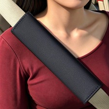 2Pcs Black Leather Seat Belt Covers Soft PU Leather Seat Belt Shoulder Pads, ...