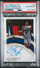 2021 Immaculate Cade Cunningham Patch Auto /99 Rookie Detroit Pistons PSA