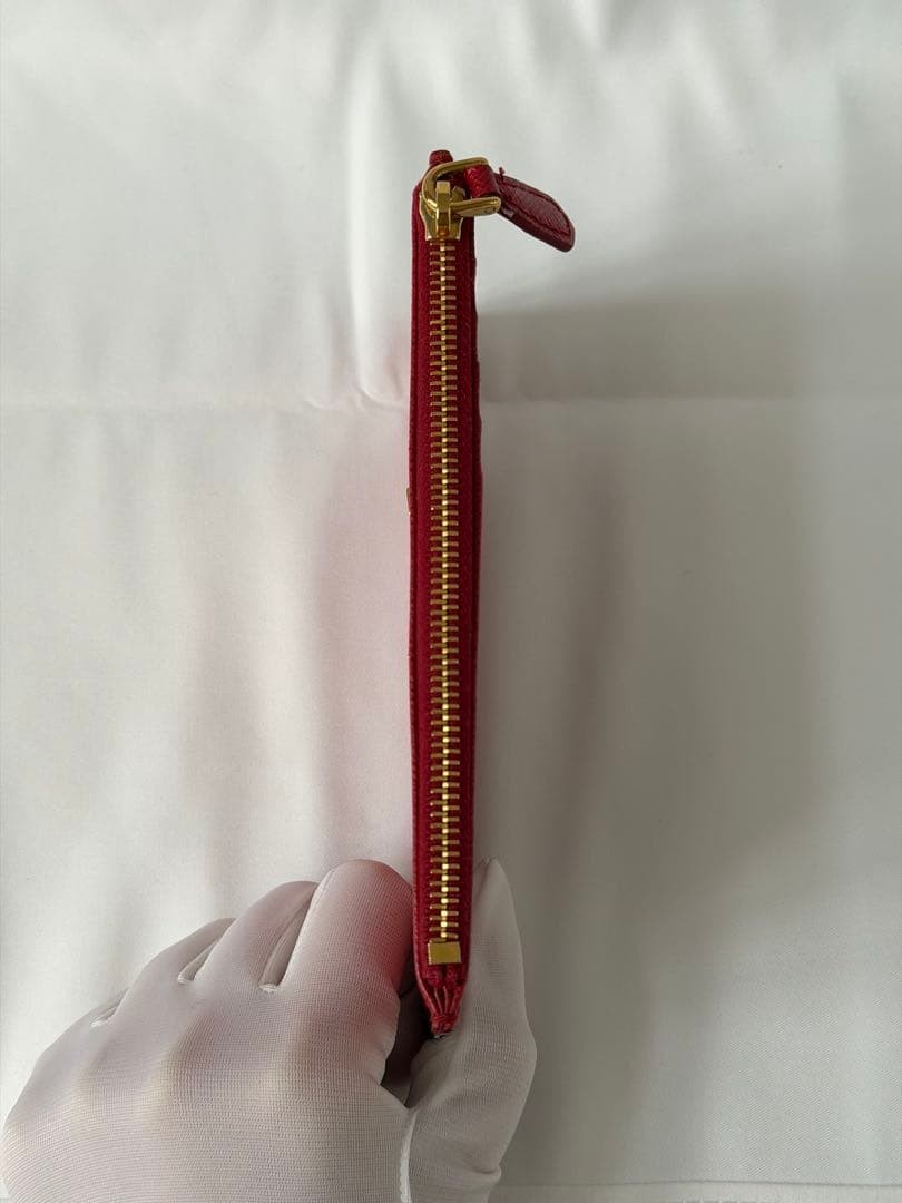 Prada Saffiano Leather Card Case Red Metal Logo thumbnail 4