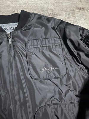 Vintage Y2K Sean John Quilted Bomber Jacket Reversible Gray Black