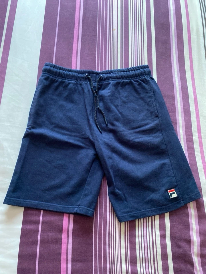 FILA White Line Men’s Sweat Shorts Size S Small Navy Blue Fleece Used Pre-owned - Image 1 of 4