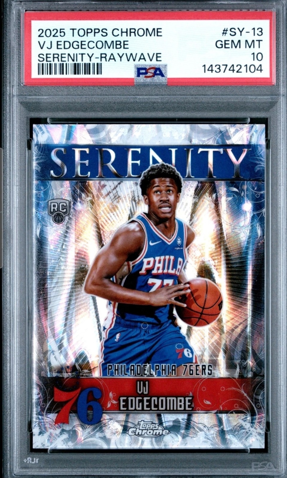 2025 TOPPS CHROME SERENITY RAYWAVE REFRACTOR VJ EDGECOMBE RC PSA 10 76ER STUD 🏀