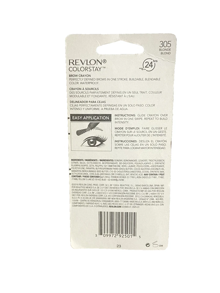 REVLON Colorstay BROW CRAYON ~ BLONDE #305 ~ NEW SEALED - Image 2 of 2