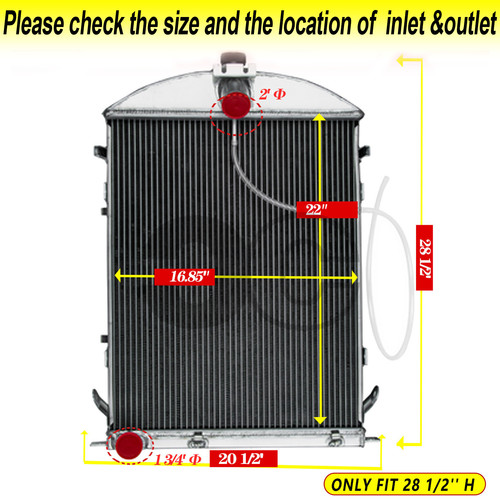 3-Row Core Aluminum Radiator Fit 1930-1931 Ford Model A/ AA Heavy Duty ...