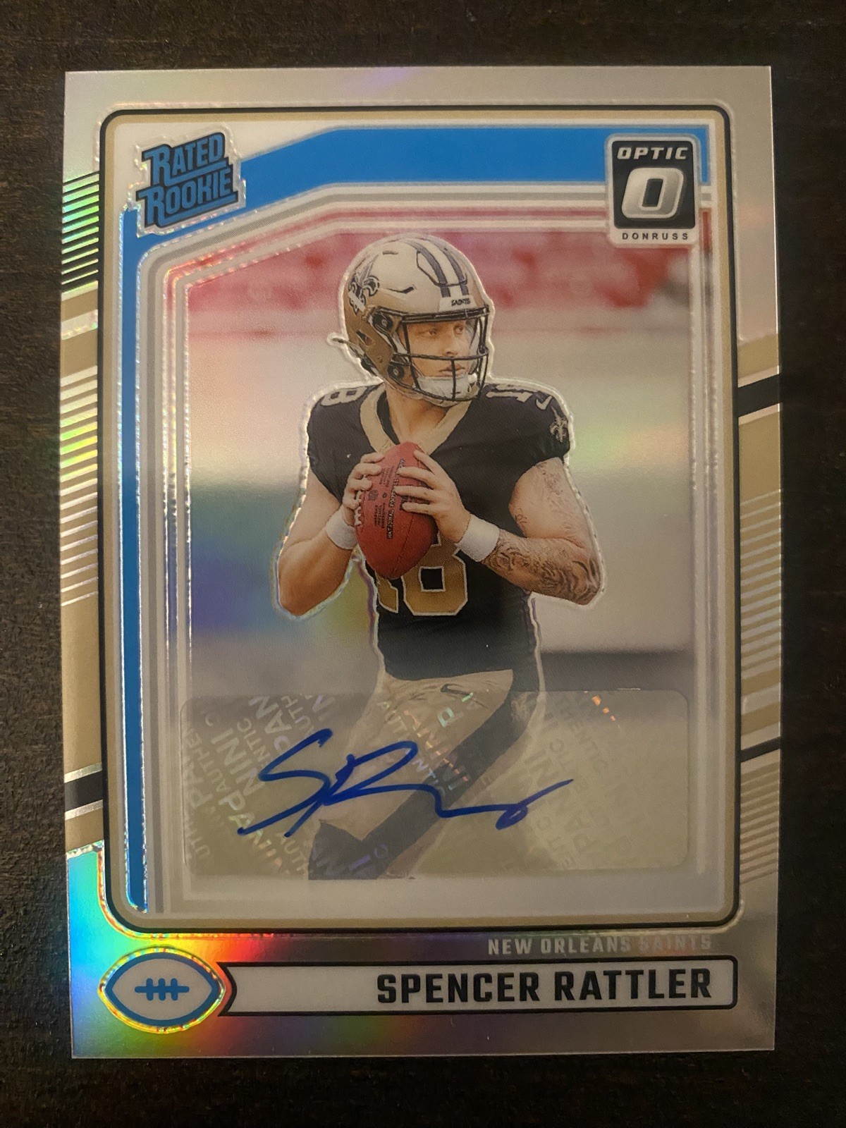 Spencer Rattler 2024 Donruss Optic Preview Silver Prizm Holo Rated Rookie Auto