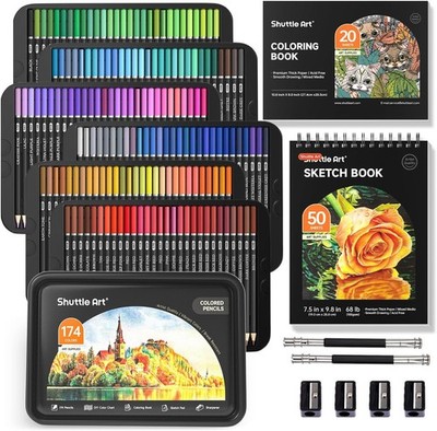 Shuttle Art 174 Buntstifte Set mit Malbuch Skizzenbuch DIY Blatt