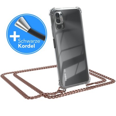 Für Xiaomi Redmi Note 10 5G Handyhülle zum Umhängen Kordel Tasche TPU Kette Rose