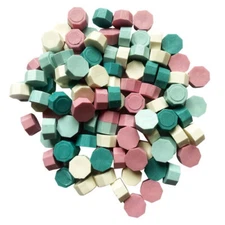 Teal, Light Turquoise, Rose, and Milky White (matte finish) Sealing Wax Bead Mix