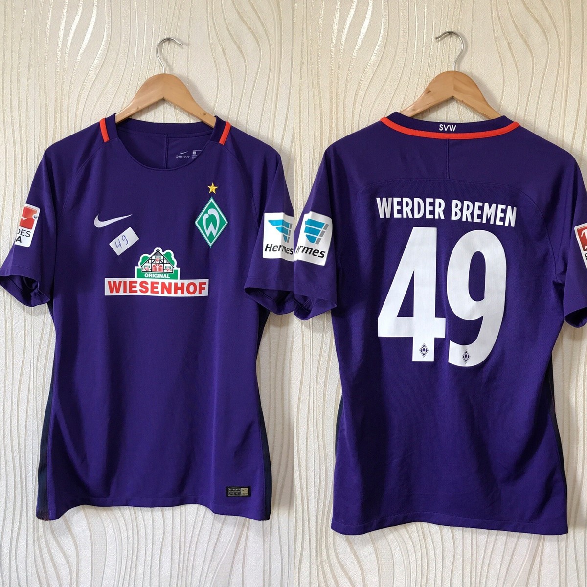 WERDER BREMEN 2016 2017 THIRD FOOTBALL SHIRT NIKE PLAYER ISSUE #49