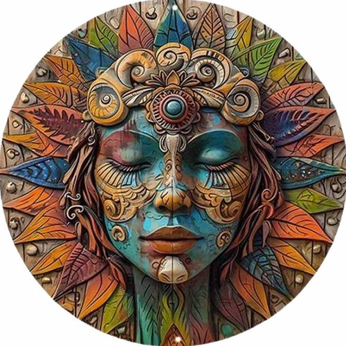 Circular Wooden Wall Art Walls Hanging Boho Decorative Plaque Double Sided View - Picture 2 of 9