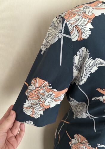 FAB Jigsaw X Marcus James Blue Floral Dancing Tulip Silk Blend Dress Size 10 VGC - 第 5/11 張圖片
