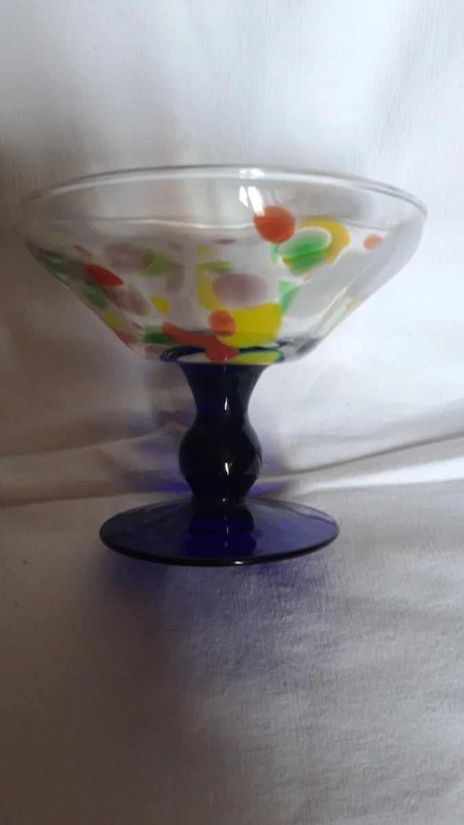 Coupes à Glace En Verre Soufflé Teinté Vert D'eau - Vintage, Pied à Bulle - Lot