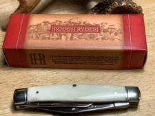 Rough Ryder White Smooth Bone Stockman 3 3/4" Pocket Knife RR211
