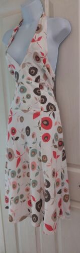 Womens Great Plains Dress size medium midi linen fit &flare white flower party - Picture 3 of 4