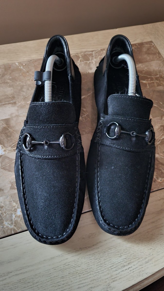 Gucci Men Black Suede Horsebit Driver Loafers Size 8/ US 9  display picture 3