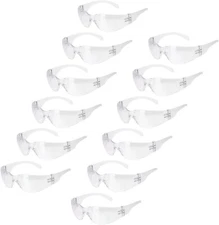 BISON LIFE Safety Glasses, One Size, Clear Protective Polycarbonate Lens, 12/pk