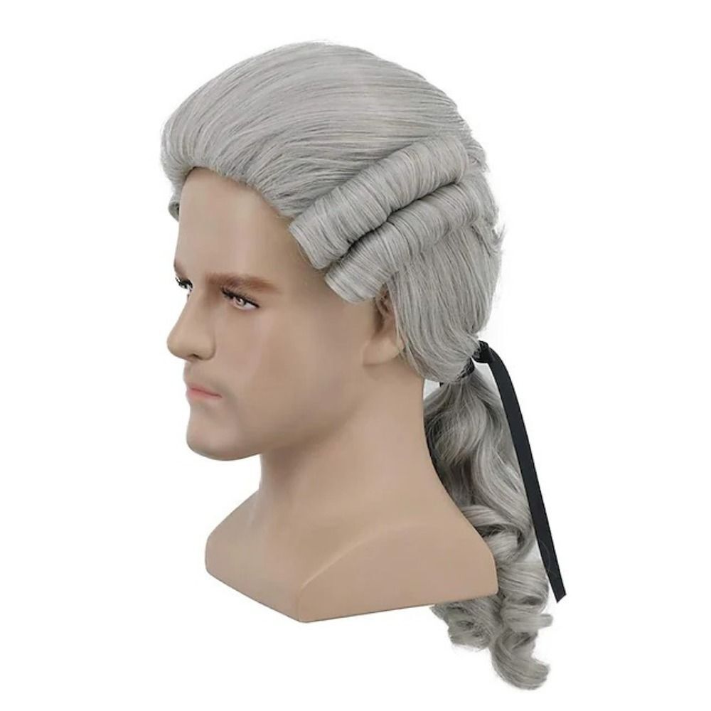 Abogado Juez Barroco Cosplay Peluca Rizada Gris Blanco Negro Hombres Disfraz Pelucas Nuevo