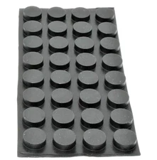 3/16" Thick x 7/16" Wide Round Stick on Rubber Feet Adhesive Bumpers Sheet of 32