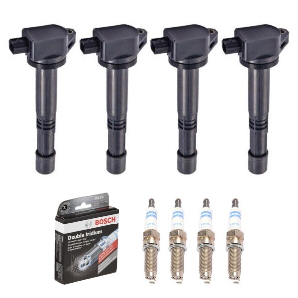 Set of 4 Ignition Coil  Bosch Spark Plug for ILX TSX/ Accord Civic CR-V 2.4L L4