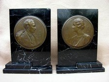 ANTIQUEART DECO MARBLE BRONZE PLAQUE ALFONSE MAUQUOY ROYALTY KING QUEEN BELGIUM