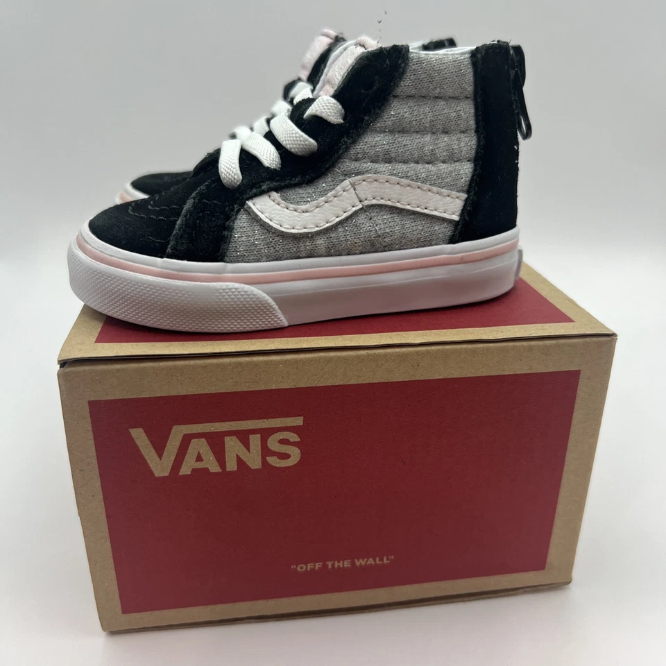 Vans Niños Fuera de la Pared Brillo Dos Tonos Negro Gris Sk8-Hi Cremallera Niño Pequeño Talla 4 Foto 2 de 4
