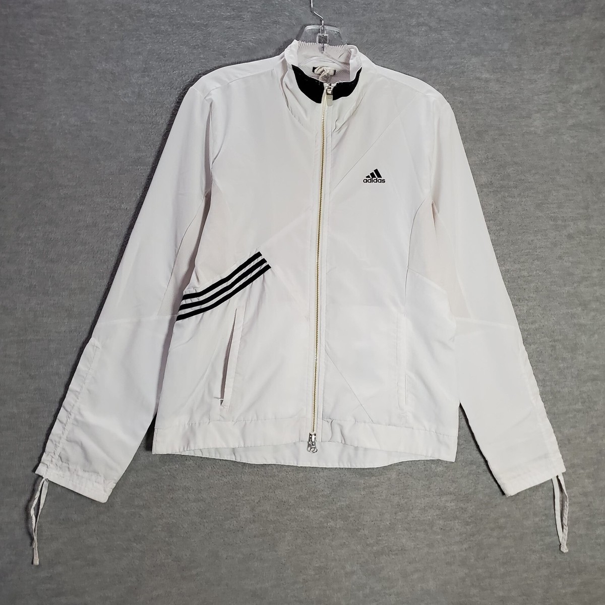 VINTAGE Adidas Women Jacket Small White Windbreaker Logo VINTAGE Adidas Women Jacket Small White Windbreaker Logo