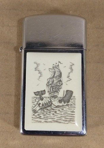 1984 ZIPPO LIGHTER WHALING WHALE HUNT CLIPPER SHIP SCRIMSHAW