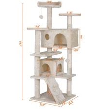 Multi-Level Cat Tree Condo Cat Tower Kitty Cat Scratching Post Beige Indoor 
