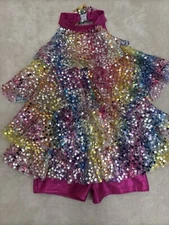 MAKE A WISH Dance Costume SIZE CHILD MEDIUM Sequins Dance Leotard