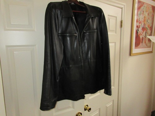 DKNY , Men's Black Leather Jacket , XL 