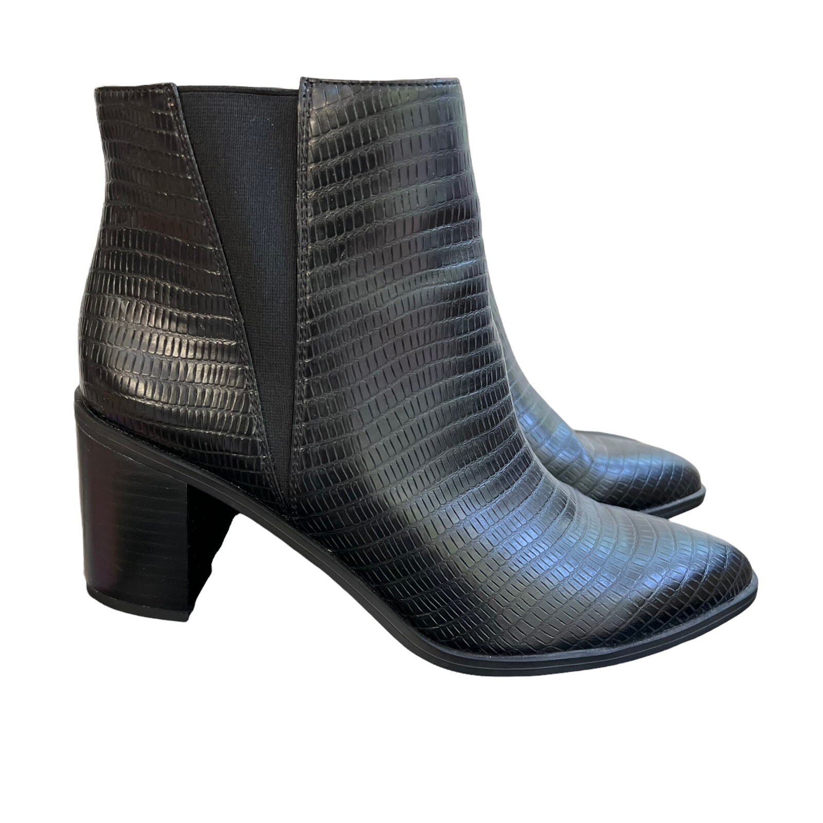 Bette Snake Embossed Leather Franco Sarto Ankle Bootie/ Black /Size