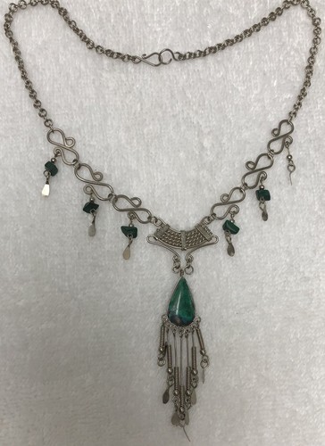 Alpaca (German) Silver Necklace 15” Natural Dark Turquoise - Bild 3 von 5
